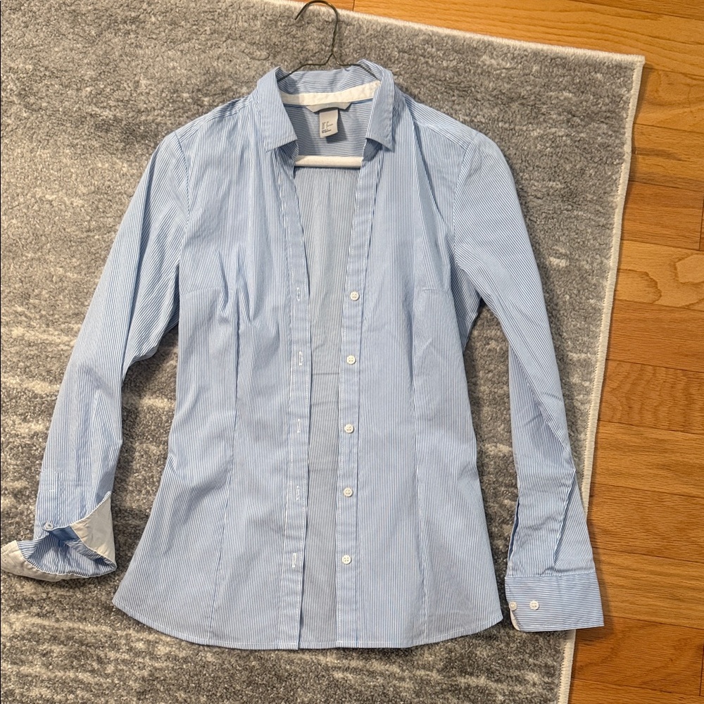 Women’s Striped Light Blue Dress Shirt